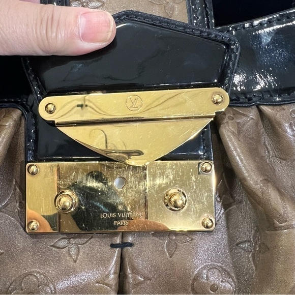 LOUIS VUITTON Limited Edition Taupe Monogram Embossed Leather Polly Bag EUC - Picture 12 of 17